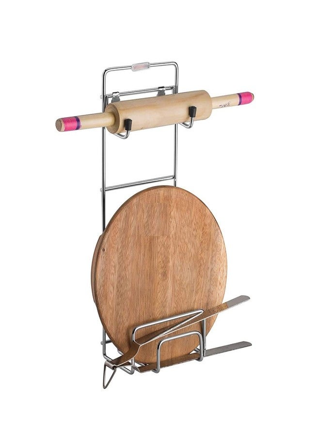 ONTRIP polpat belan Organizer Wall Mounted Stand Kitchen Rack Stainless Steel Kitchen Rack Chakla Belan Stand- 1 pcs - Image 1